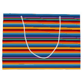 Blue Gold Red Mexican Sarape Große Geschenktüte (Rückseite)