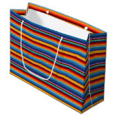 Blue Gold Red Mexican Sarape Große Geschenktüte (Vorderseite Schrägansicht)