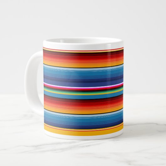 Blue Gold Red Mexican Sarape Jumbo-Tasse (Vorderseite Links)