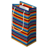 Blue Gold Red Mexican Sarape Kleine Geschenktüte (Rückseite Schrägansicht)