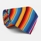 Blue Gold Red Mexican Sarape Krawatte (Gerollt)