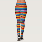 Blue Gold Red Mexican Sarape Leggings (Rückseite)