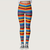 Blue Gold Red Mexican Sarape Leggings (Vorderseite)