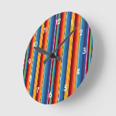 Blue Gold Red Mexican Sarape Runde Wanduhr (Winkel)