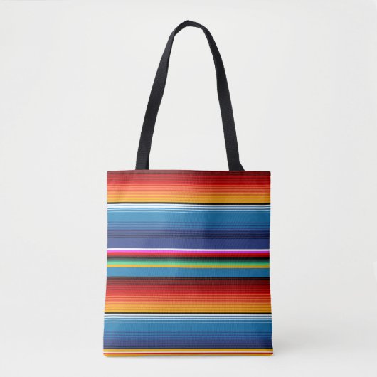 Blue Gold Red Mexican Sarape Tasche (Vorderseite)