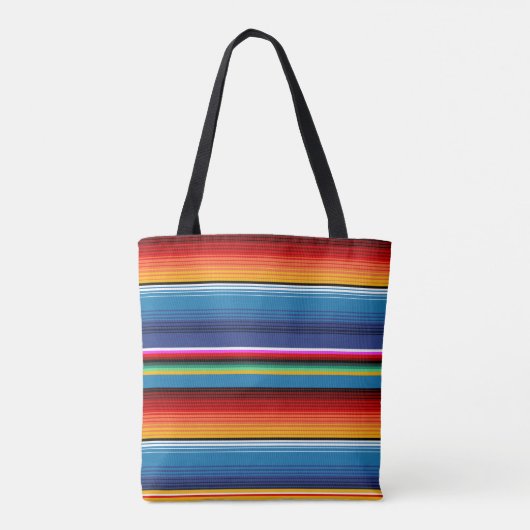 Blue Gold Red Mexican Sarape Tasche (Rückseite)