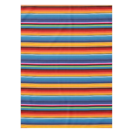 Blue Gold Red Mexican Sarape Tischdecke (Vorderseite)