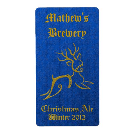 Blue & Gold Rentier Holiday Beer Labels (Vorne)