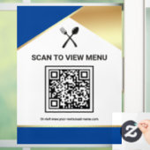 Blue Gold Restaurant Digitales QR-Code-Menü Fensteraufkleber (Zuhause)