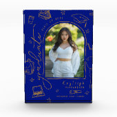 Blue Gold Retro Hand Drain Abschluss Foto Block (Vorderseite)