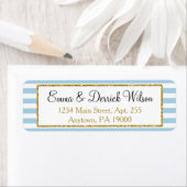 Blue Gold Return Address Label Elegant Shower (Insitu)