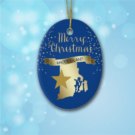 Blue Gold Rhode Island Star Keramikornament