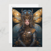 Blue Gold Roboter Techno Fairy Fantasy Art Postkarte (Vorne/Hinten)