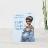 Blue & Gold Royal Baby Showdusche Afrikanische ame Dankeskarte (Vorderseite)
