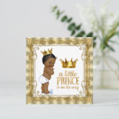 Blue Gold Royal Prince Baby Dusche Einladung (Stehend Vorderseite)