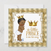 Blue Gold Royal Prince Baby Dusche Einladung (Vorderseite)