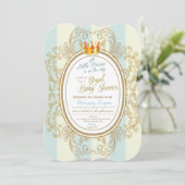 Blue Gold Royal Prince Baby Dusche Einladungen (Stehend Vorderseite)
