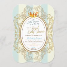 Blue Gold Royal Prince Baby Dusche Einladungen