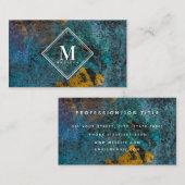 Blue Gold Rust Metallic Texture Monogram Initial Visitenkarte (Vorne/Hinten)