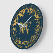 Blue & Gold Rustic Vintage Distressed Monogram Große Wanduhr (Winkel)
