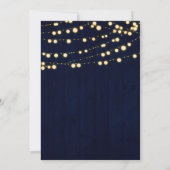 Blue Gold Rustic Wood & Lights Brautparty Einladung (Rückseite)