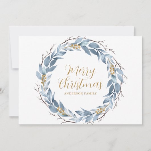 Blue Gold Rustikale Personalisierte Weihnachten (Vorderseite)