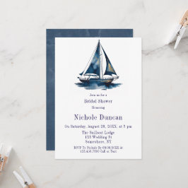 Blue & Gold Sailboat Nautical Bridal Shower Einladung