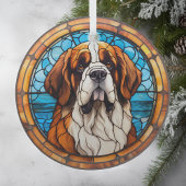Blue Gold Saint Bernard Dog erhalten Ornament Aus Glas
