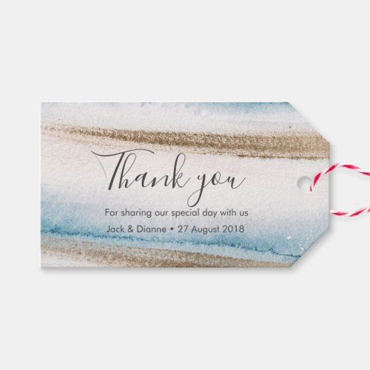 Blue Gold Sand personalisiert Dankeschön an Sie An Geschenkanhänger (Vorderseite (Horizontal))