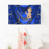 Blue Gold Satin Swirl Prince Baby Dusche Banner (Insitu)
