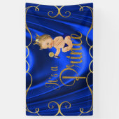 Blue Gold Satin Swirl Prince Baby Dusche Banner (Vertikal)
