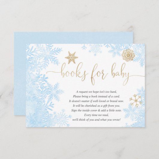 Blue Gold Schneeflocke Babydusche Anfrage e Begleitkarte (Vorne/Hinten)