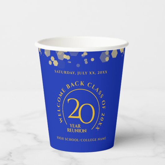 Blue & Gold School Uni Class Wiedersehen Pappbecher (Vorderseite)