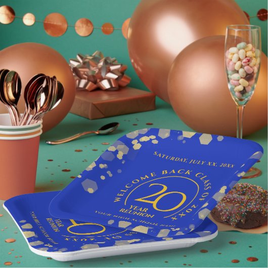 Blue & Gold School Uni Class Wiedersehen Pappteller (Multi)