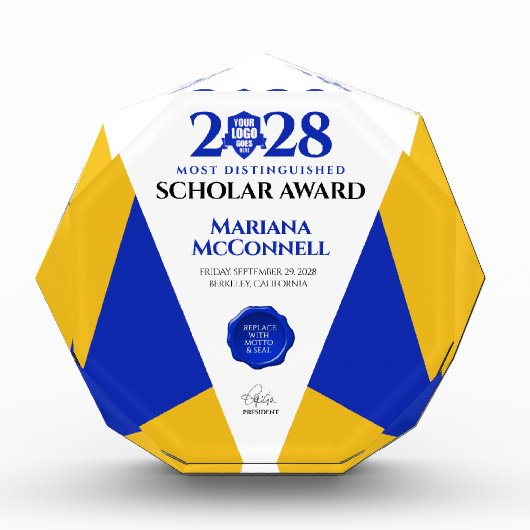 Blue Gold School Uni University Abschluss Fotoblock (Vorderseite)