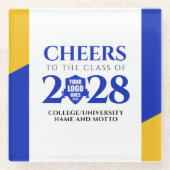 Blue Gold School Uni University Abschluss Glasuntersetzer (Vorderseite)