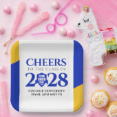 Blue Gold School Uni University Abschluss Pappteller (Party)
