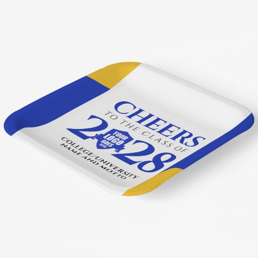 Blue Gold School Uni University Abschluss Pappteller (Gewinkelt)