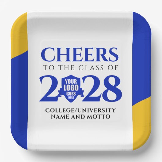 Blue Gold School Uni University Abschluss Pappteller (Vorderseite)