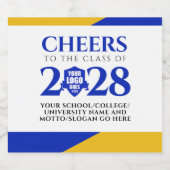 Blue Gold School Uni University Abschluss Schaumweinetikett (Einzelnes Label)