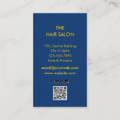 Blue Gold Scissor Hair Stylist Beruflich Visitenkarte (Rückseite)