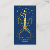 Blue Gold Scissor Hair Stylist Beruflich Visitenkarte (Vorderseite)
