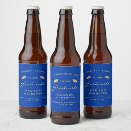 Blue Gold Script Cap Abschluss 2024 Bierflaschenetikett