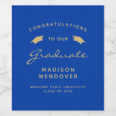 Blue Gold Script Cap Abschluss 2024 Weinetikett (Einzelnes Label)