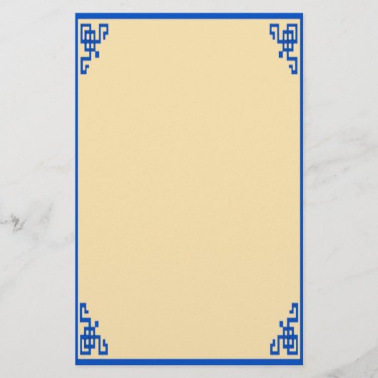 Blue & Gold Scroll Stationary Briefpapier (Vorderseite)