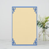 Blue & Gold Scroll Stationary Briefpapier (Stehend Vorderseite)