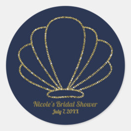 Blue & Gold Sea Muschel Mermaid Brautparty Runder Aufkleber