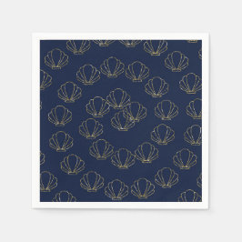 Blue & Gold Sea Muschel Mermaid Brautparty Serviette
