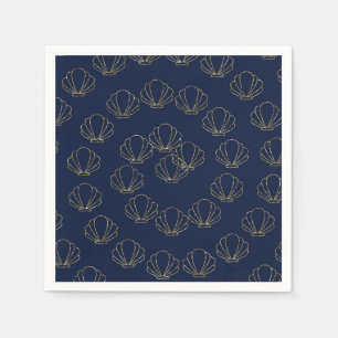 Blue & Gold Sea Muschel Mermaid Brautparty Serviette