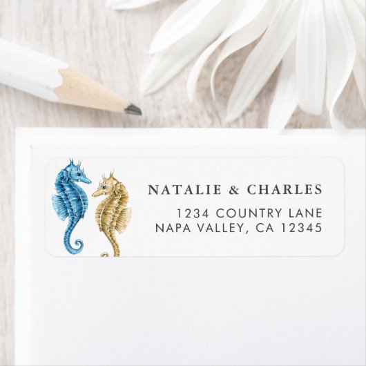 Blue Gold Seepferd Rücksendeadresse (Insitu)